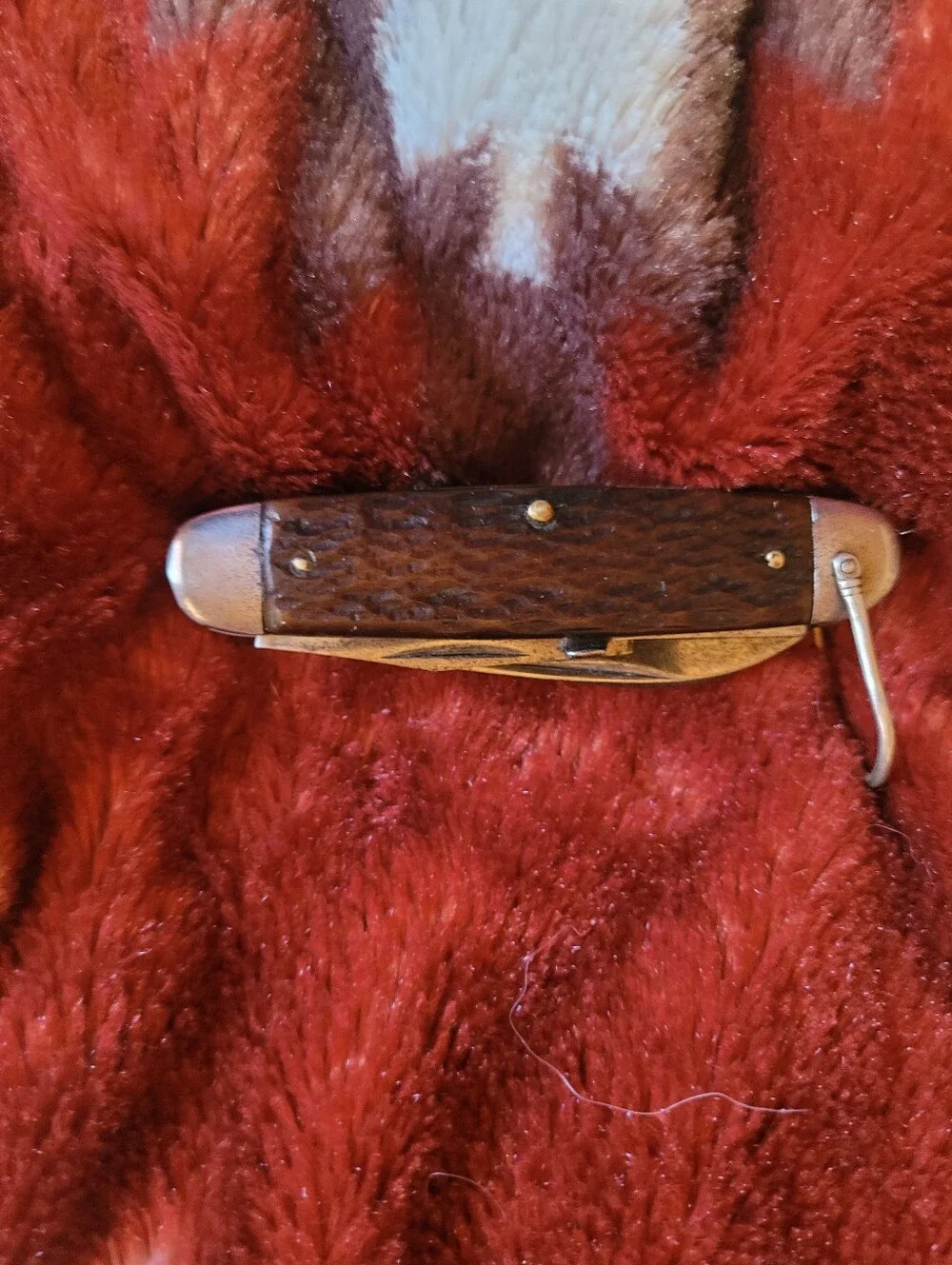 Vintage WW2 Era Pal Camp  Knife With Brown Bone Scales. Made IN USA Early 40s.